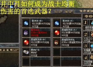 井中月如何成为战士均衡伤害的首选武器？